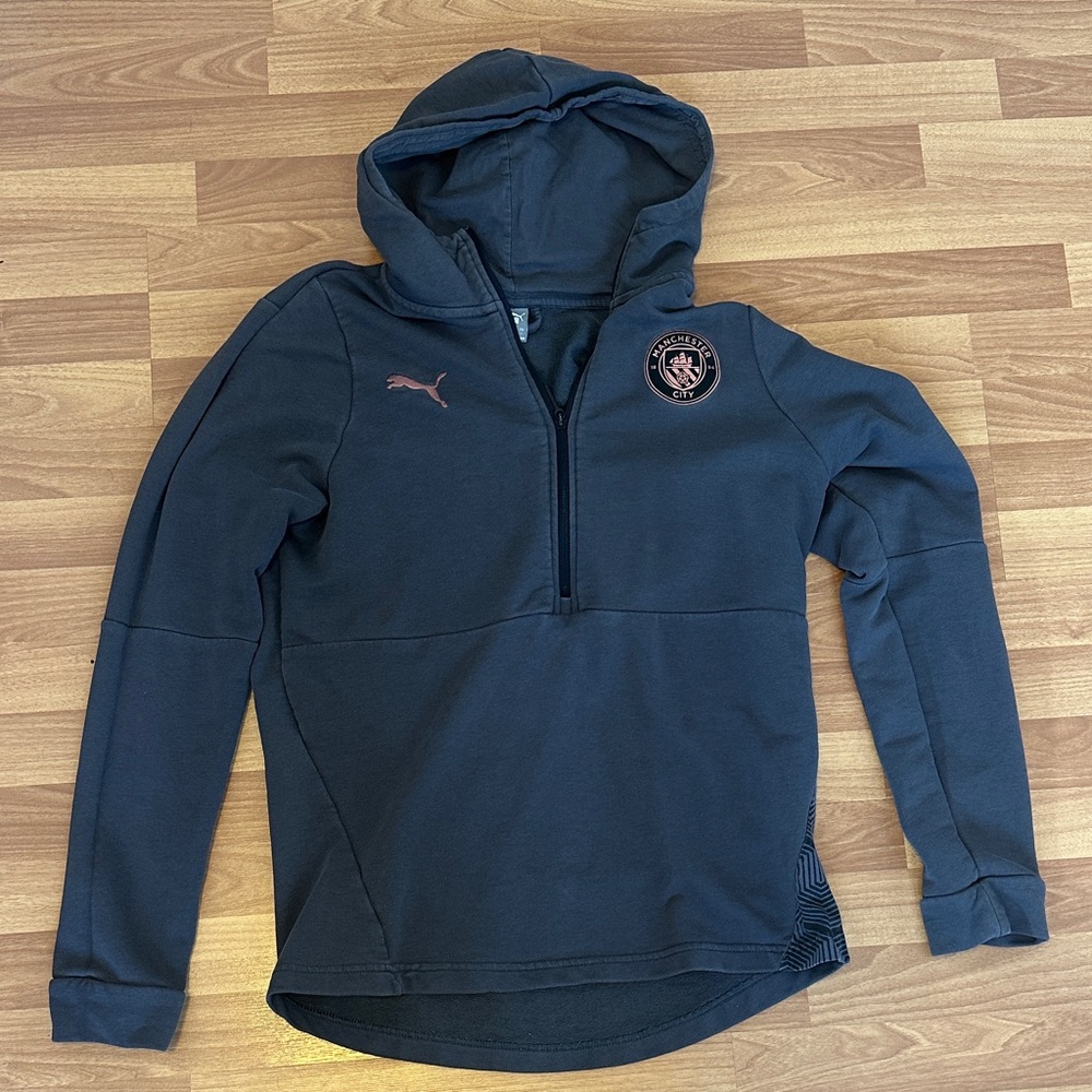 Puma Manchester City Men's Dark Gray Rose-Gold Zip-Up Sweater